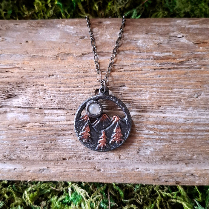 Rainbow Moonstone Mountain Range Necklace