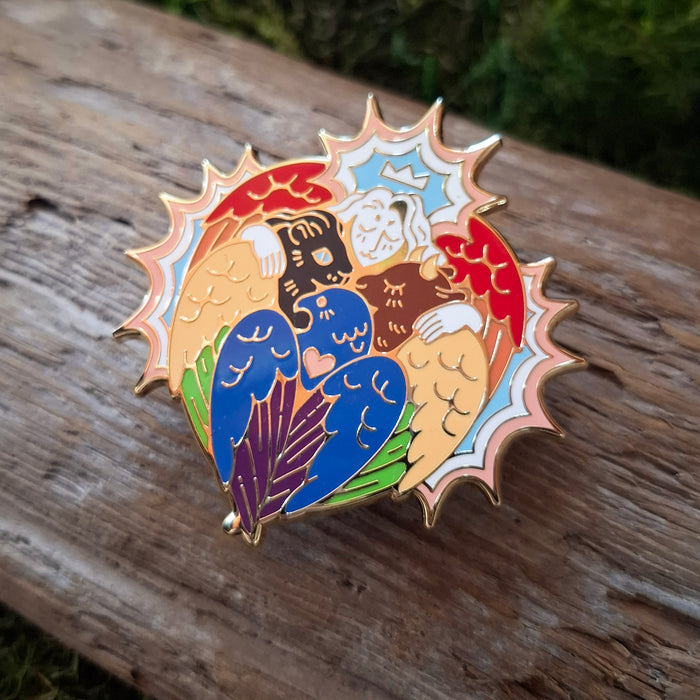 Rainbow/Progress Pride Angel Enamel Pin