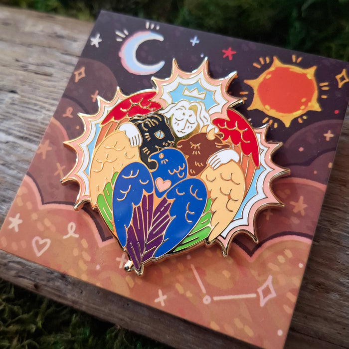 Rainbow/Progress Pride Angel Enamel Pin