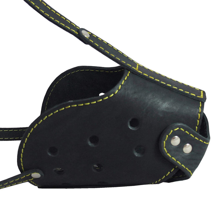 Real Leather Cage Basket Secure Dog Muzzle - German Shepherd (Circumf 13.7", Snout Length 4.7")