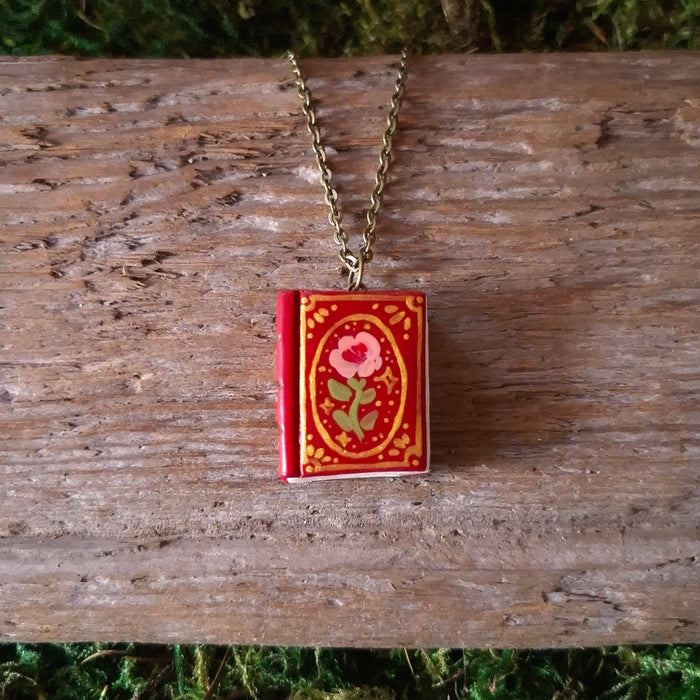 Red Floral Tome Pendant