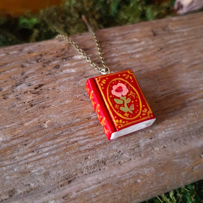 Red Floral Tome Pendant