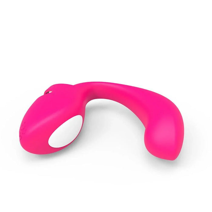 Pink remote control finger vibrator for couples on a white background