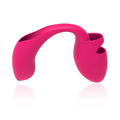 Pink remote control silicone finger vibrator for couples on a white background