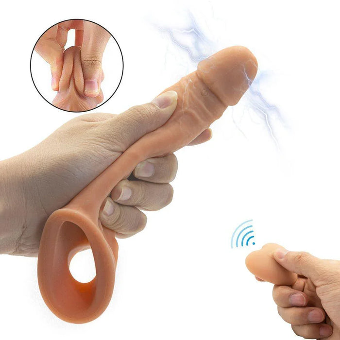 Remote control silicone vibrating sleeve with realistic texture and wireless functionality