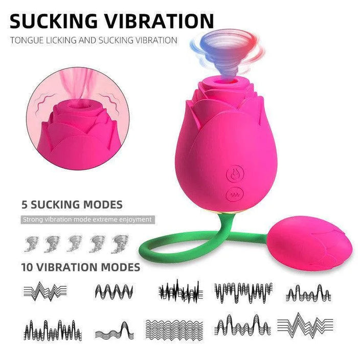 Rose Clit Sucker Vibrating Ball Sex Toy - xinghaoya official store
