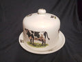 Round Cheese Dish Cow Painted-Jantiques LLC.
