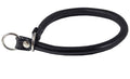 Round Genuine Rolled Leather Choke Dog Collar 25" Long Black Xlarge