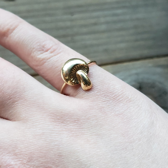Round Mushroom Brass Ring