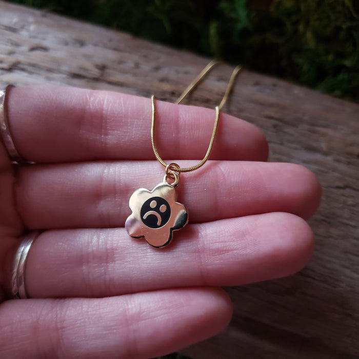 Sad Daisy Charm Necklace