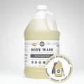Rustic Strength, Body Wash, 1 Gallon, Plastic Jug, Vanilla Bourbon, with image "I've been everywhere - Bonafide, Sanitized, Re-used Container"