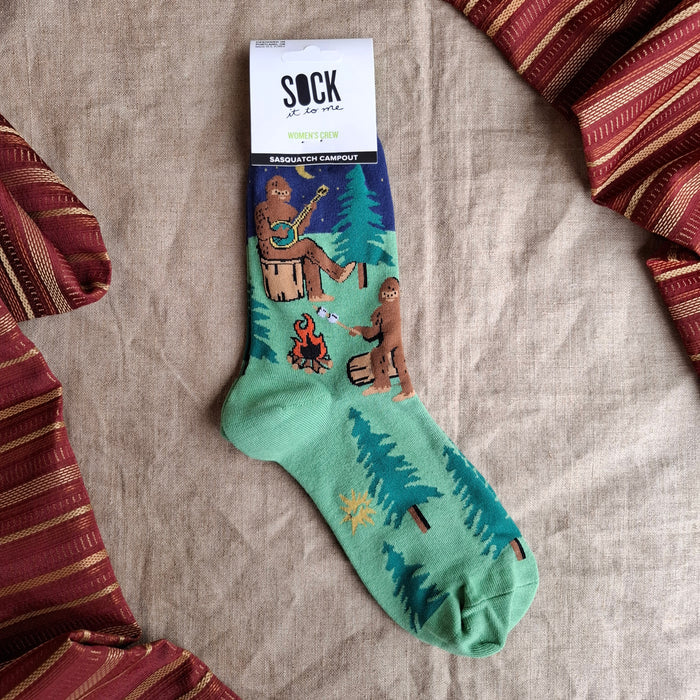 "Sasquatch Campout" Bigfoot Crew Socks
