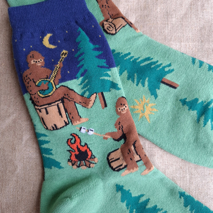 "Sasquatch Campout" Bigfoot Crew Socks