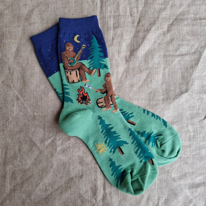 "Sasquatch Campout" Bigfoot Crew Socks