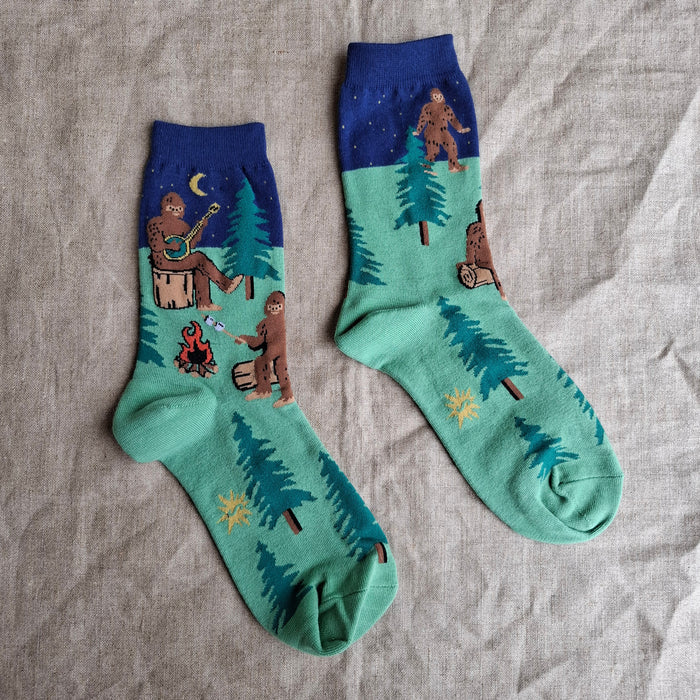 "Sasquatch Campout" Bigfoot Crew Socks