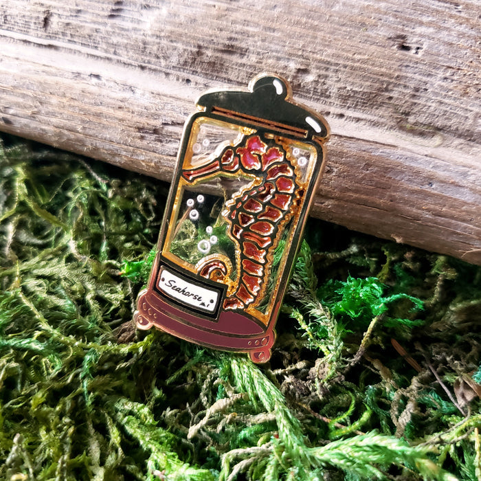 Seahorse Curio Jar Enamel Pin
