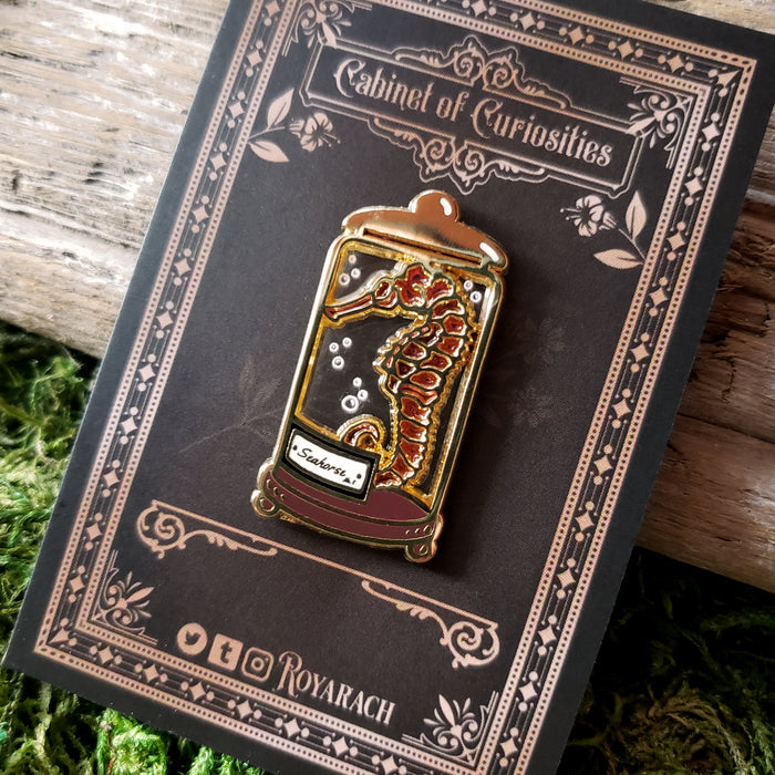 Seahorse Curio Jar Enamel Pin