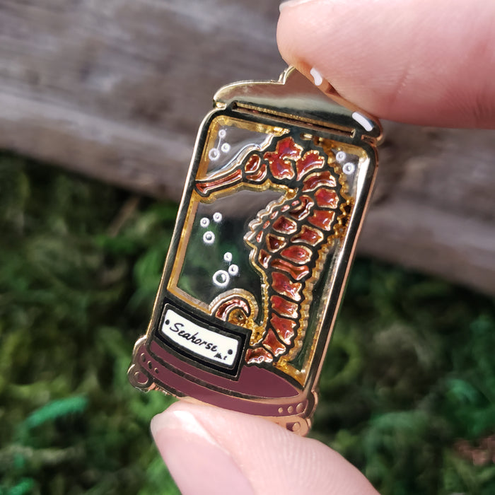 Seahorse Curio Jar Enamel Pin