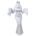 White ghost-themed costume with a hood and bat-wing sleeves on a white background