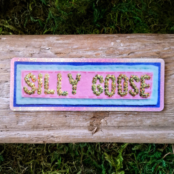 "Silly Goose" Holographic Sequin Vinyl Sticker