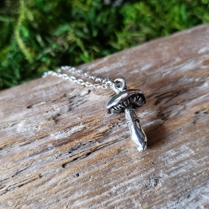 Silver Mushroom Necklace