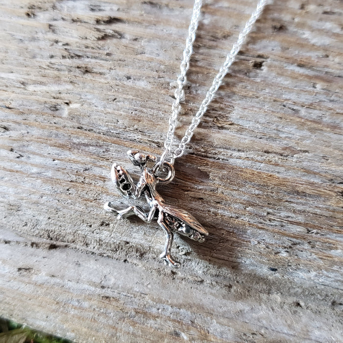 Silver Praying Mantis Necklace