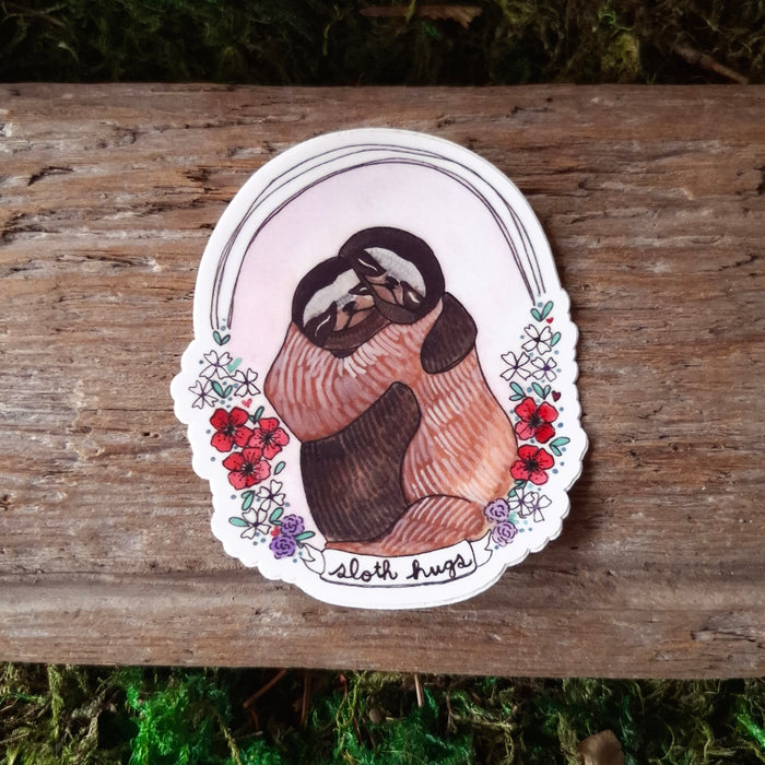 Sloth Hugs Vinyl Sticker