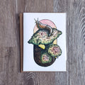 Slug on a Mushroom Greeting Card
