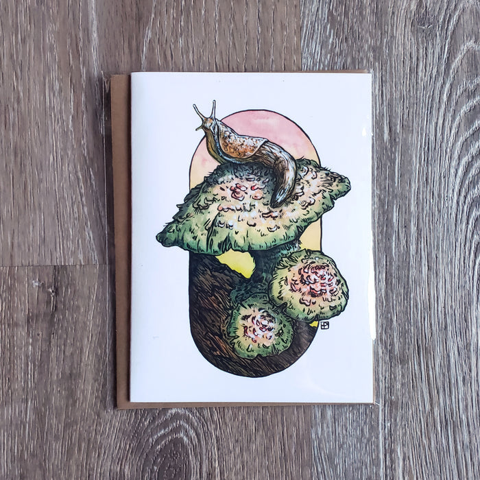 Slug on a Mushroom Greeting Card