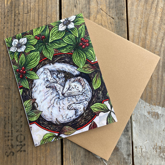 Slumbering Stoat Greeting Card