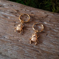 Small Gold Beetle Hoop Earrings