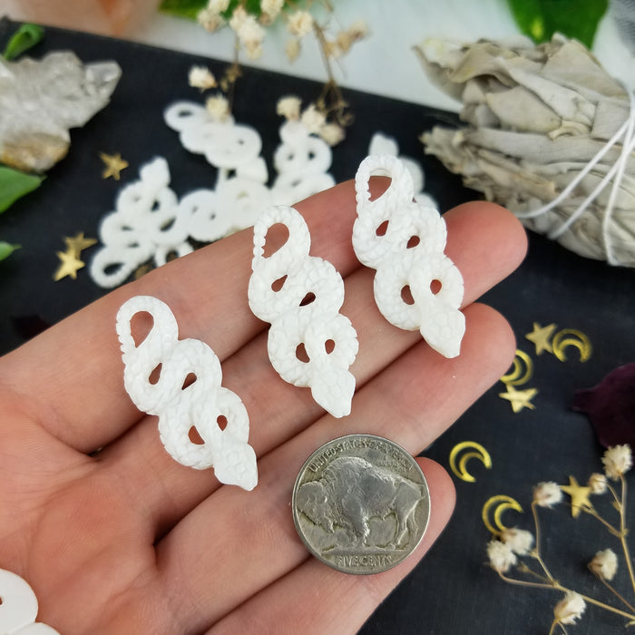 Snake Carved Bone Cabochon