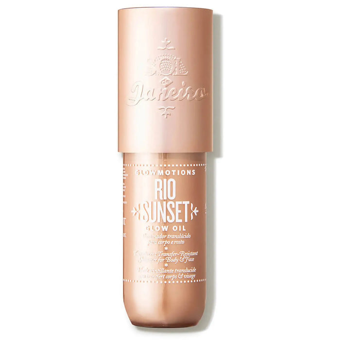 Sol de Janeiro Rio Sunset Glow Oil Body Makeup in 75ml with shimmering finish and vibrant sunset-inspired packaging.