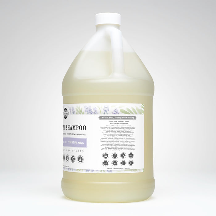 Rustic Strength, Soothing Shampoo, 128oz Plastic, Lavender & Tea Tree, Sideview Right