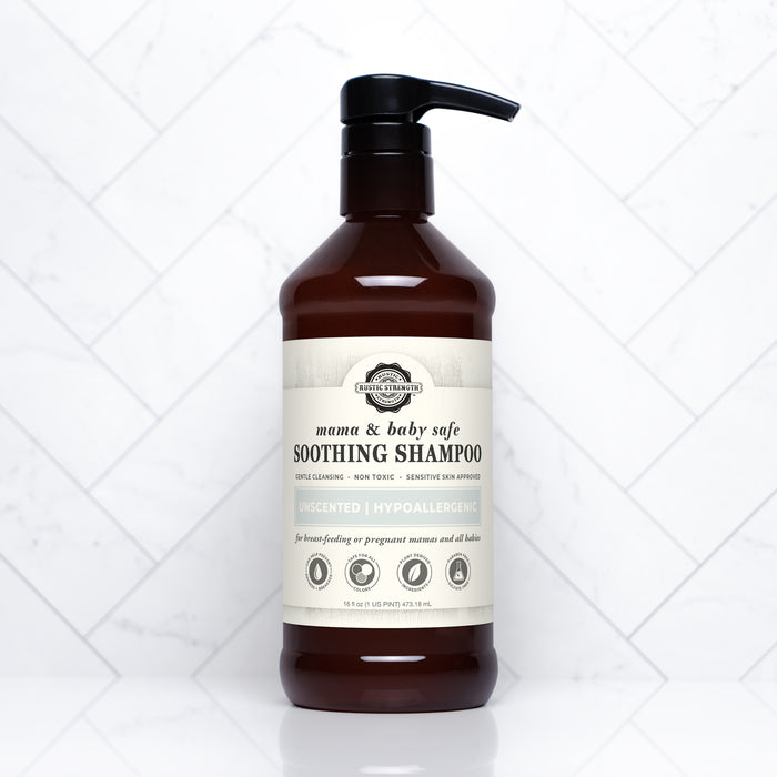 Rustic Strength, Soothing Shampoo, 16oz Plastic, Mama + Baby Safe