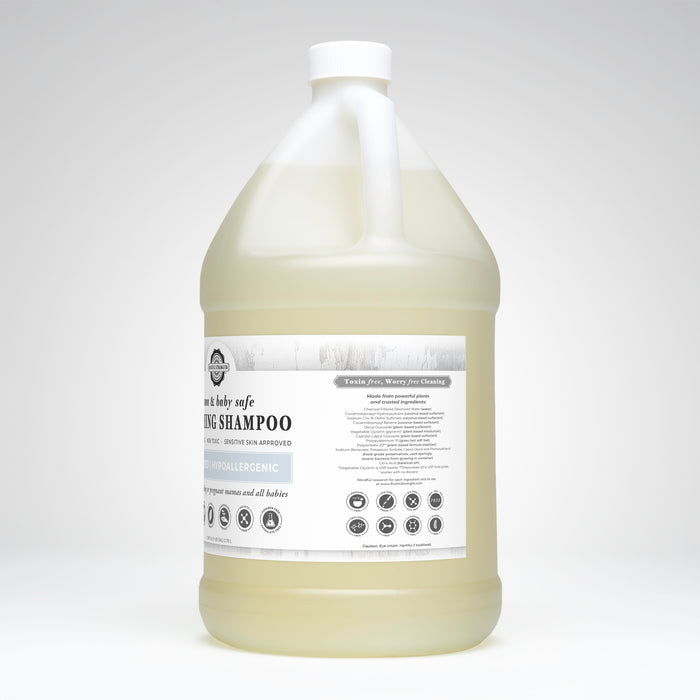 Rustic Strength, Soothing Shampoo, 128oz Plastic, Mama + Baby Safe, Side View Right