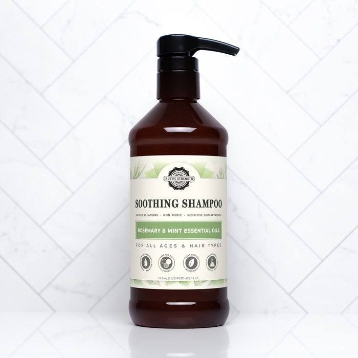 Rustic Strength, Soothing Shampoo, 16oz Plastic, Rosemary & Mint