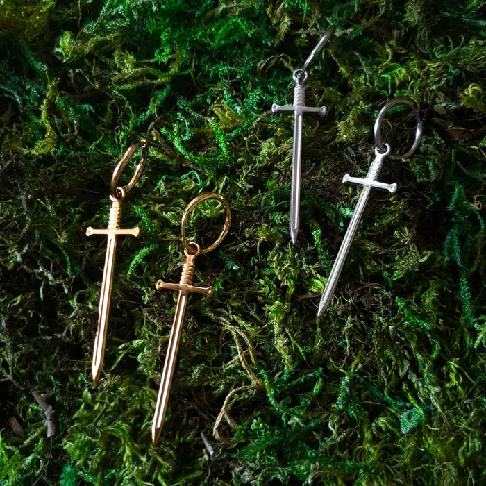 Stainless Steel Sword Hoop Earrings