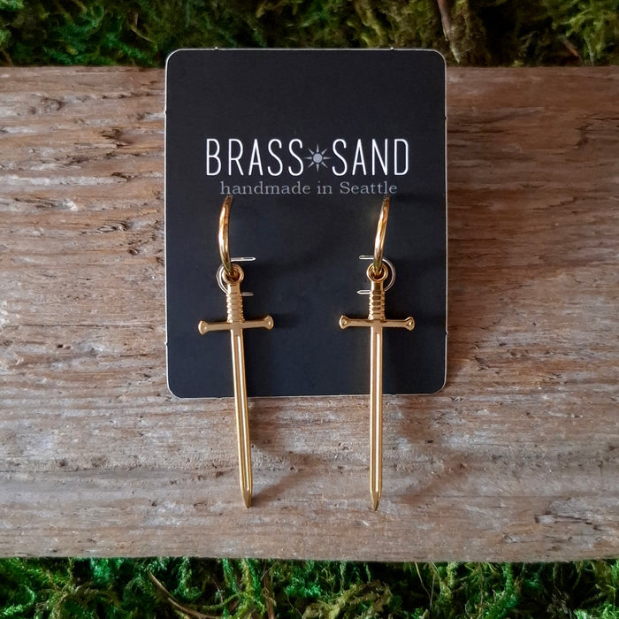 Stainless Steel Sword Hoop Earrings