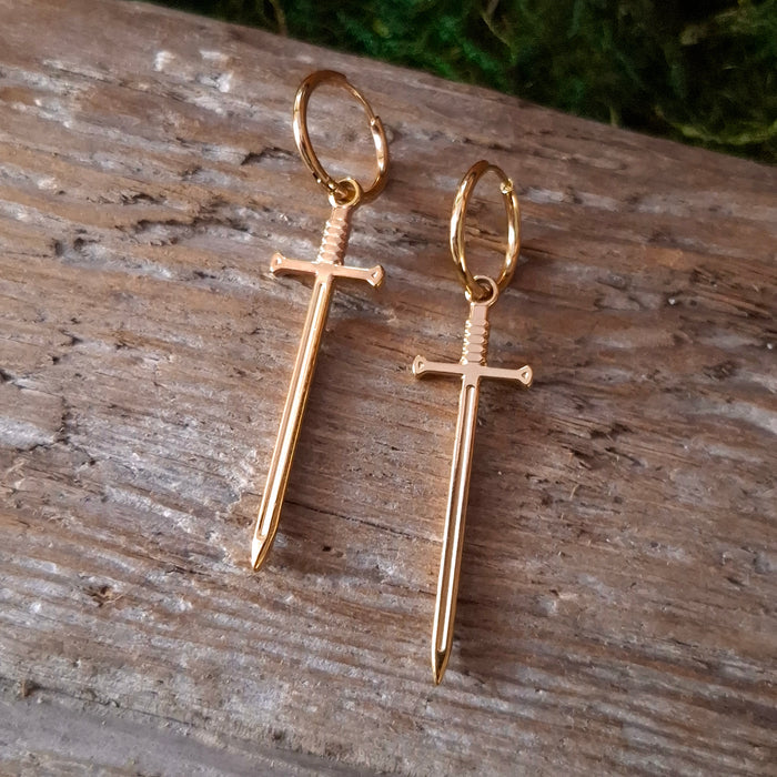 Stainless Steel Sword Hoop Earrings