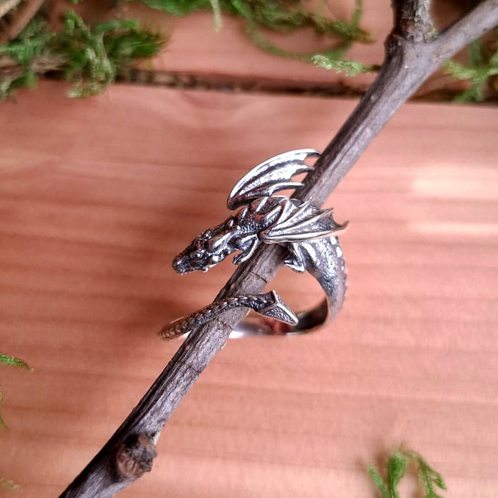 Sterling Silver Adjustable Dragon Ring