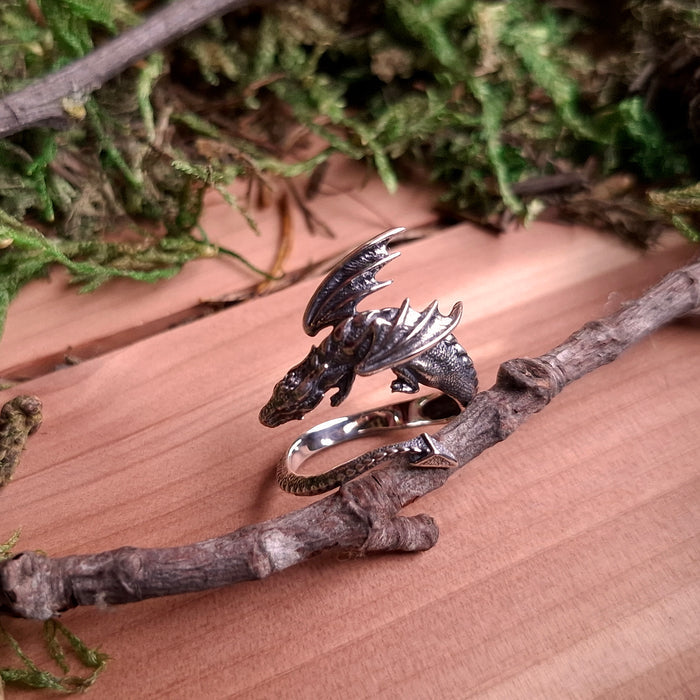 Sterling Silver Adjustable Dragon Ring