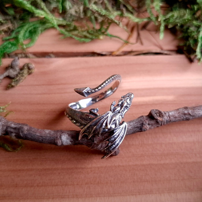 Sterling Silver Adjustable Dragon Ring