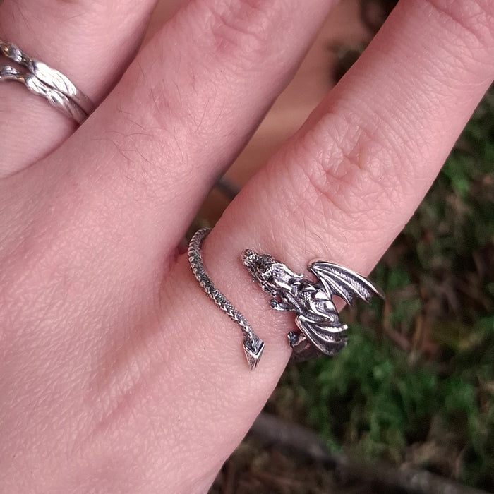 Sterling Silver Adjustable Dragon Ring