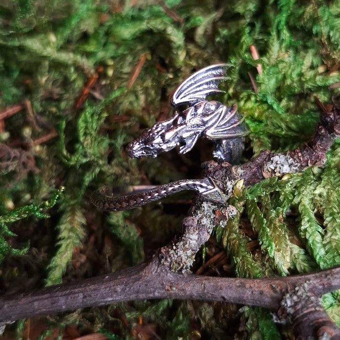 Sterling Silver Adjustable Dragon Ring