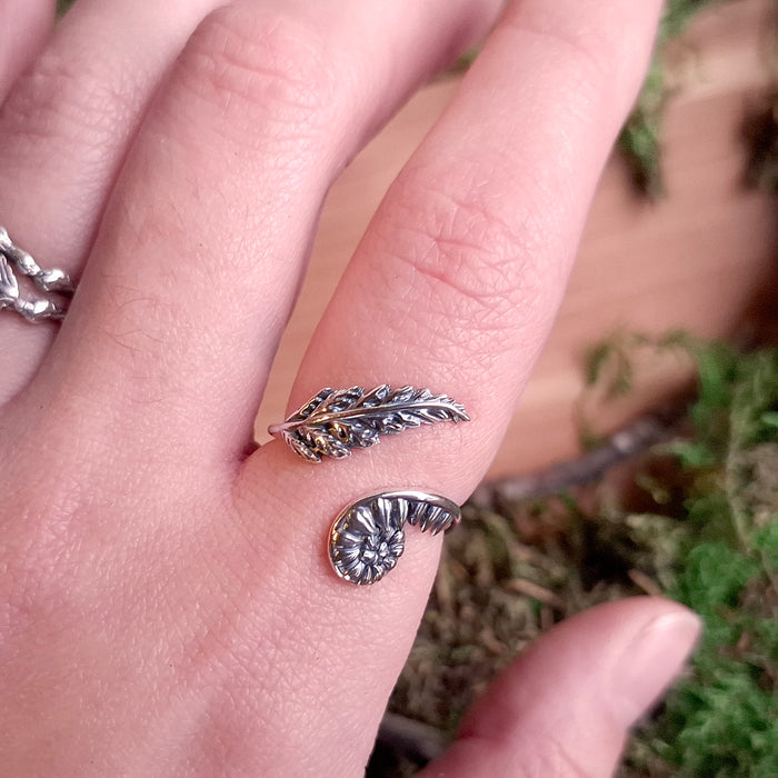 Sterling Silver Adjustable Fern Ring