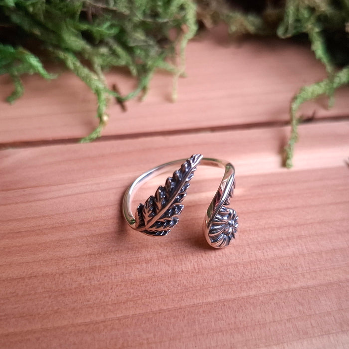 Sterling Silver Adjustable Fern Ring