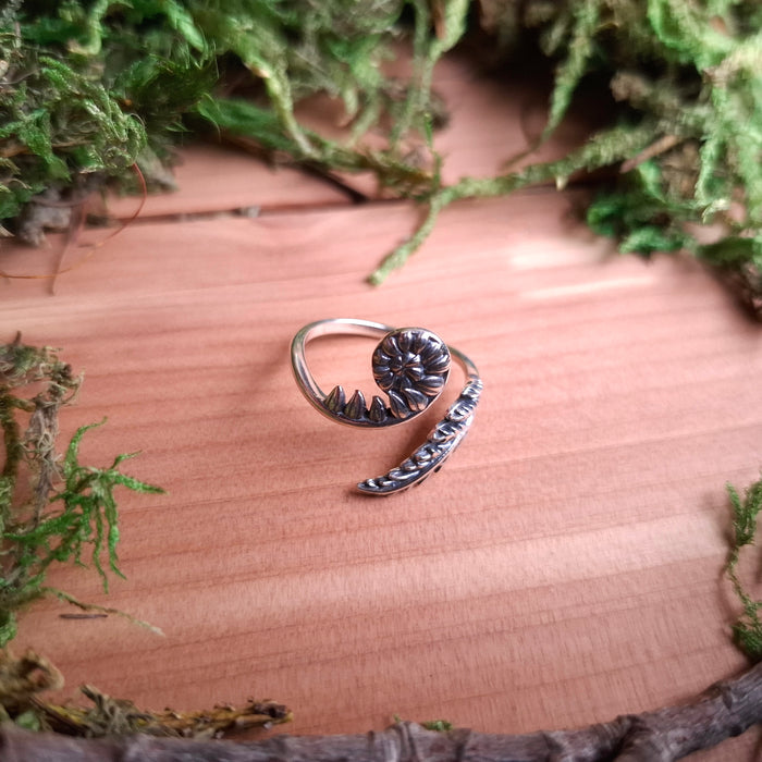 Sterling Silver Adjustable Fern Ring