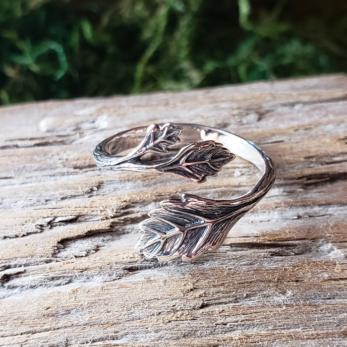 Sterling Silver Adjustable Leaf Ring