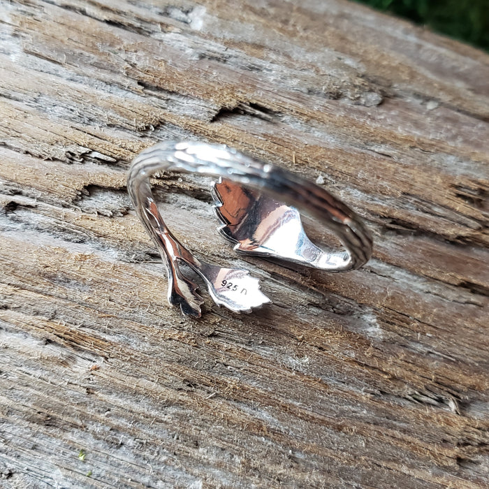 Sterling Silver Adjustable Leaf Ring